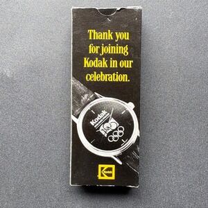 Vintage Kodak 1996 Centennial Olympic Games Watch Black Gold Leather Boxed